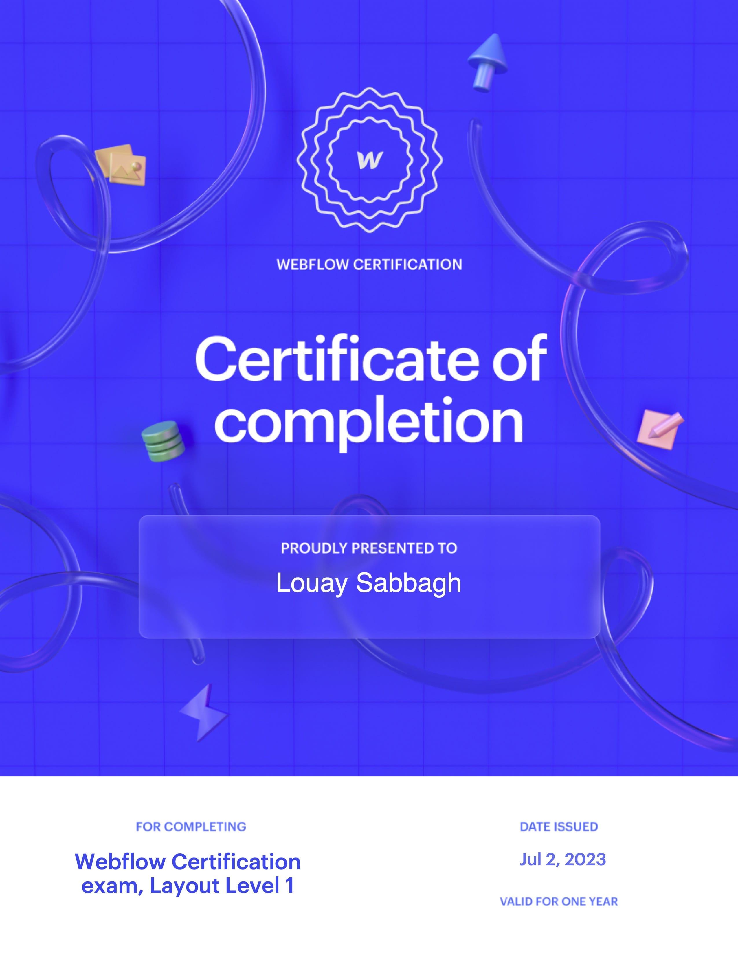 Webflow Layout Level 1 certification